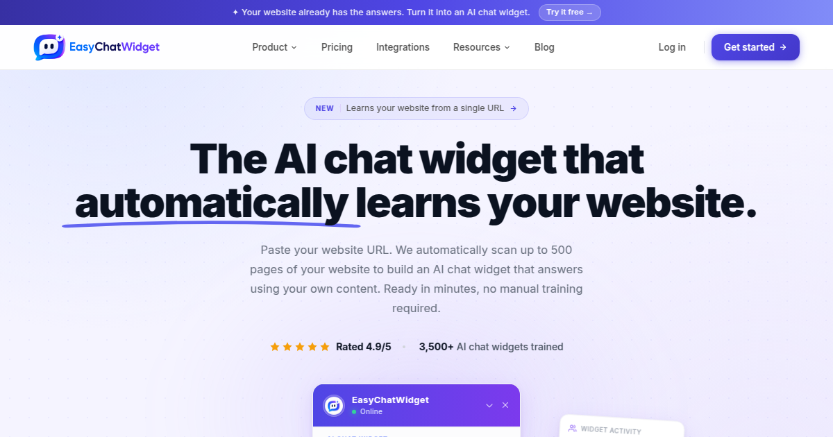 The Easiest AI Website Chat Widget That Learns Your Site