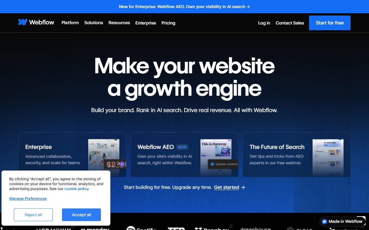 Webflow homepage - add the EasyChatWidget AI chat widget to Webflow